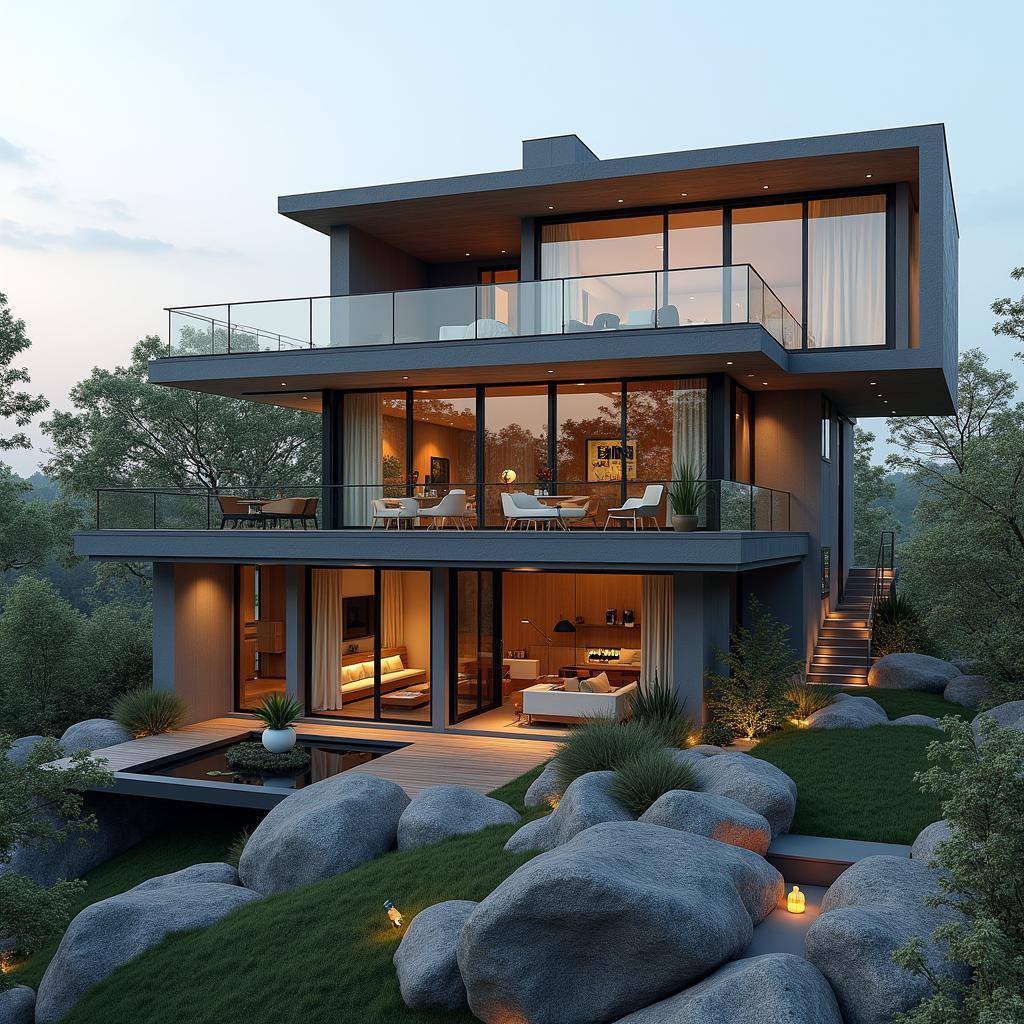 Mau nha san hien dai ket hop kinh sang trong