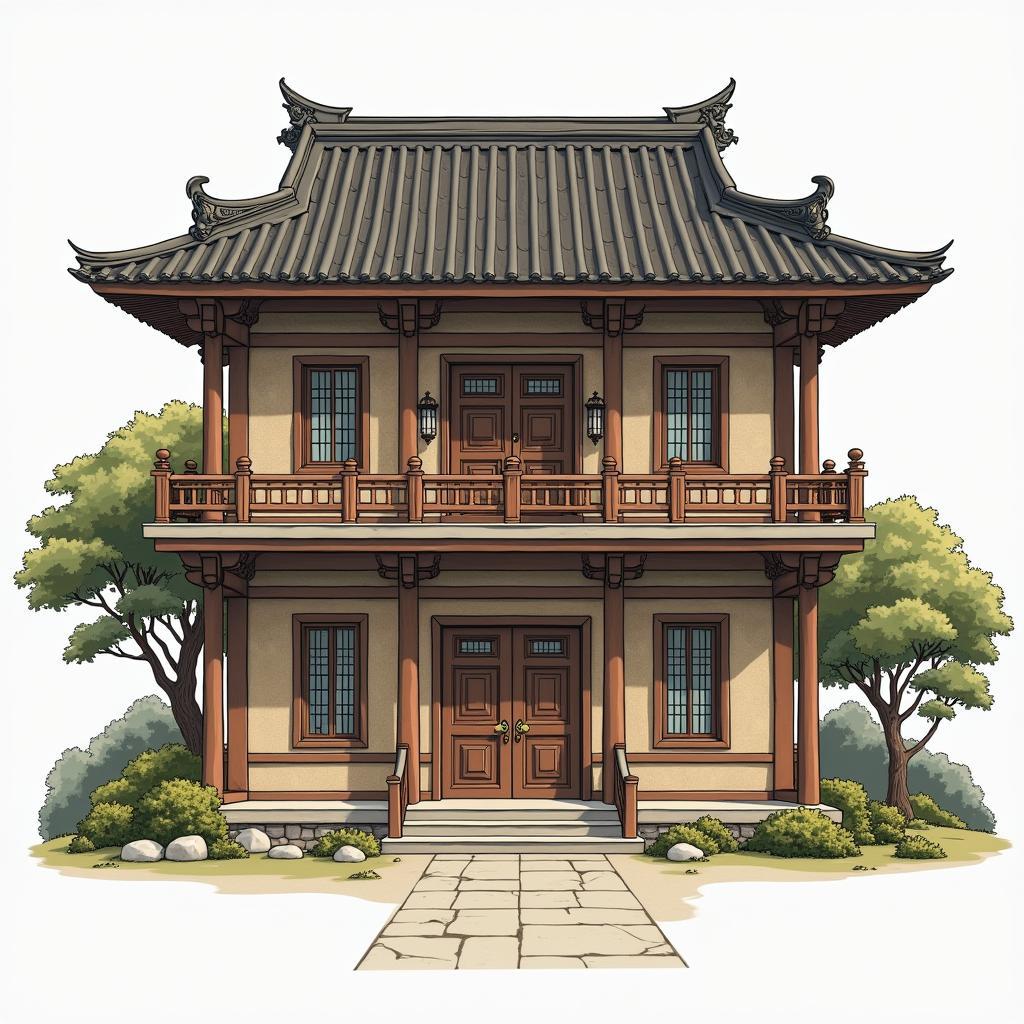 Mẫu nhà thờ họ 2 tầng đáp ứng nhu cầu sử dụng lớn