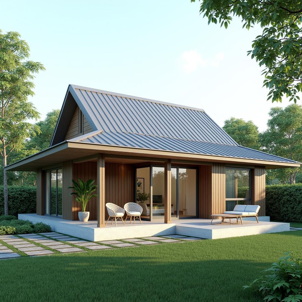 Mau nha cap 4 mai thai ton dep hien dai, thiet ke toi uu khong gian, tiet kiem chi phi