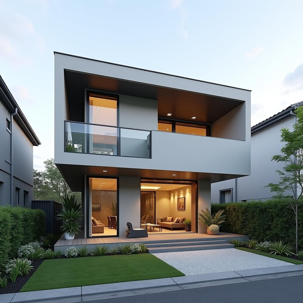 Mẫu nhà vườn 2 tầng mái Nhật đơn giản hiện đại với không gian mở và tràn ngập ánh sáng tự nhiên