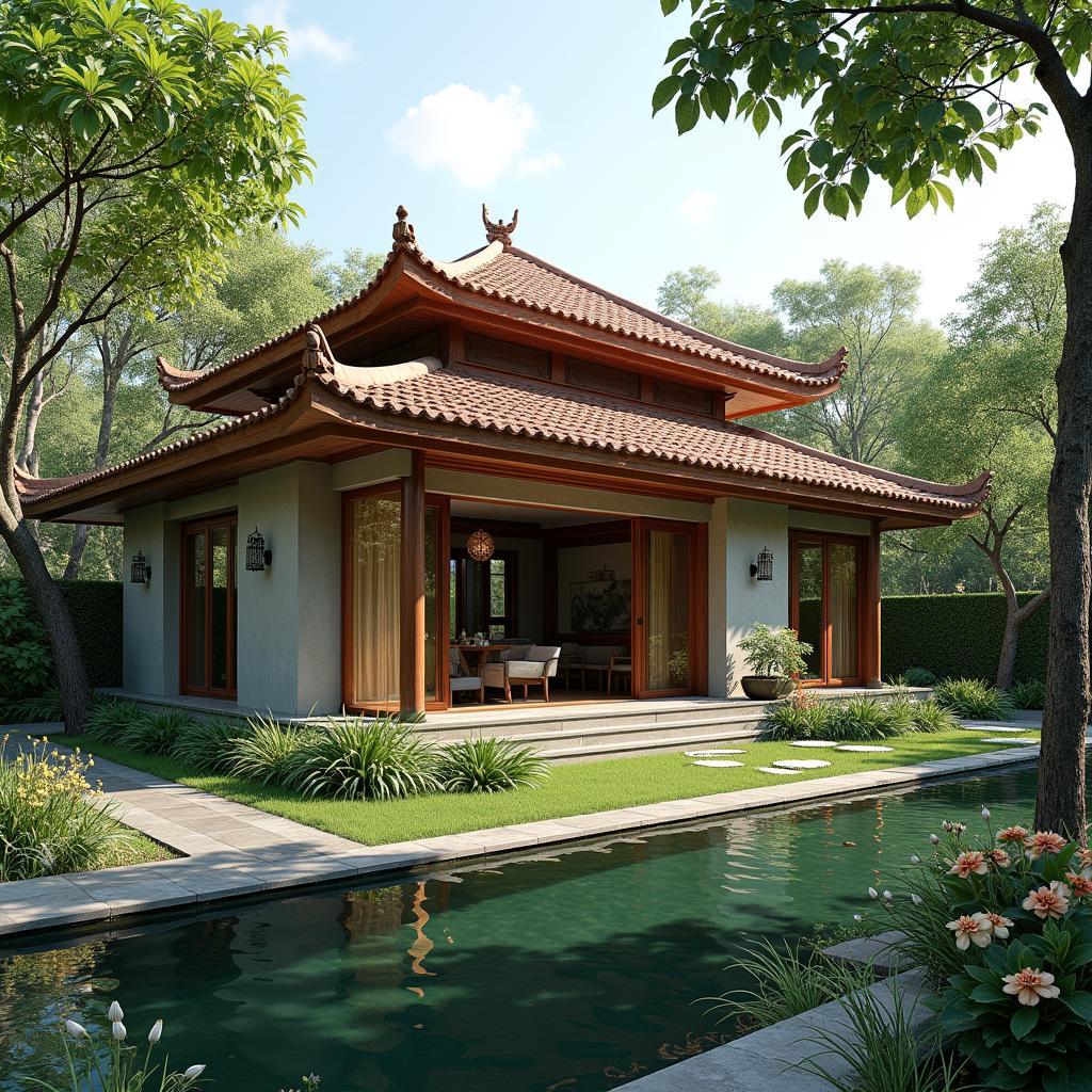 Mẫu nhà vườn truyền thống kết hợp hiện đại, kiến trúc xanh Việt Nam