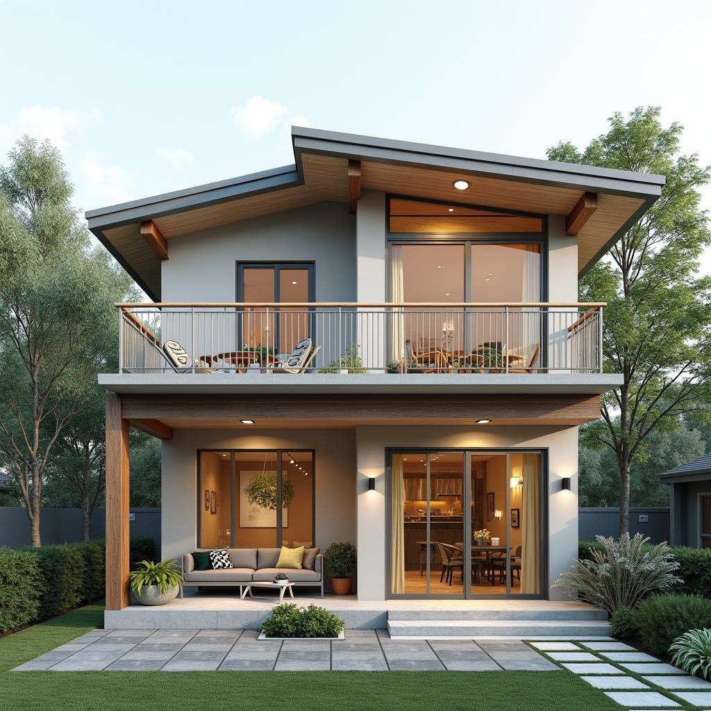 Mẫu nhà vuông 1 tầng gác lửng tiết kiệm diện tích với không gian sống đa năng và tiện nghi