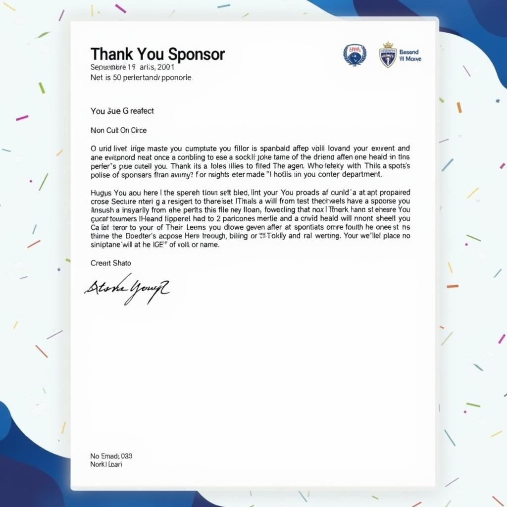 Mẫu thư cảm ơn nhà tài trợ hoạt động thể thao nhấn mạnh sự quan trọng của sự tài trợ