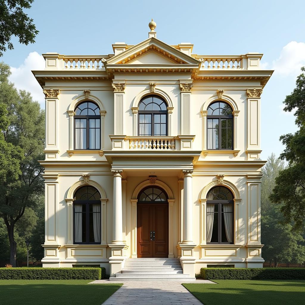 Mau nha 3 tang mat tien 5m phong cach tan co dien sang trong va lich lam