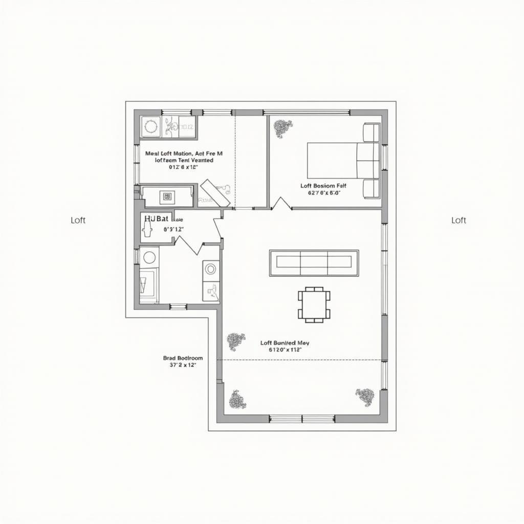 Bản vẽ mặt bằng nhà Bungalow gác lửng