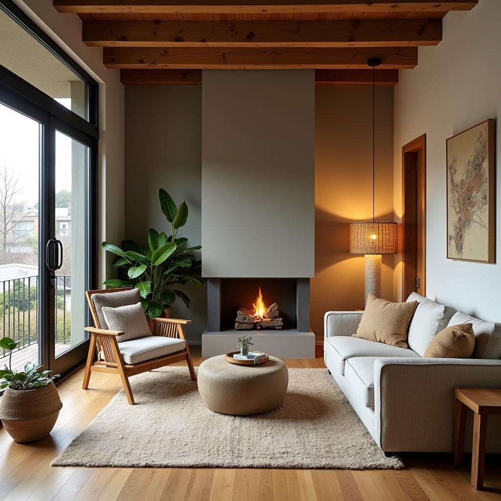 Nhà Bungalow gác lửng với thiết kế nội thất ấm cúng