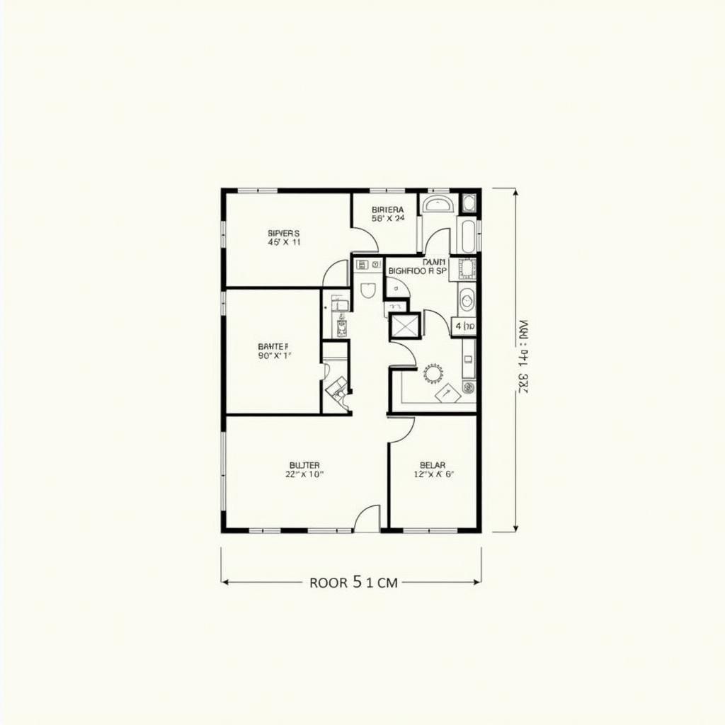 Bản vẽ mặt bằng chi tiết nhà Bungalow mái bằng