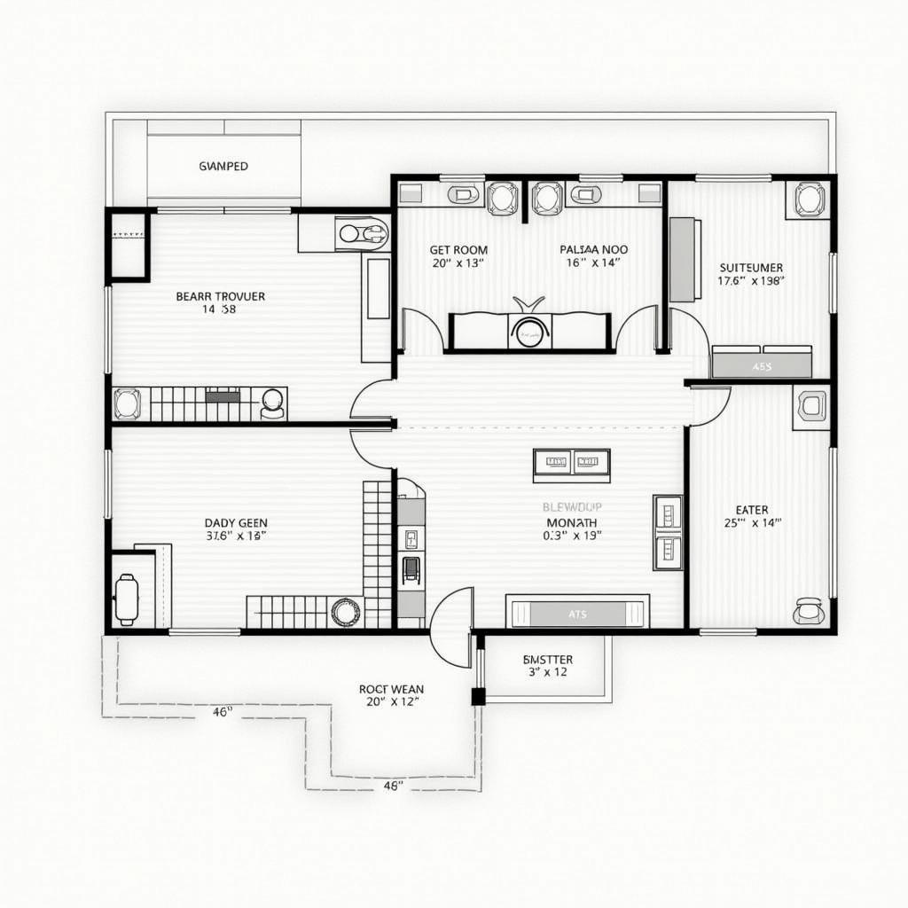 Bản vẽ mặt bằng công năng nhà Bungalow mái thái hiện đại