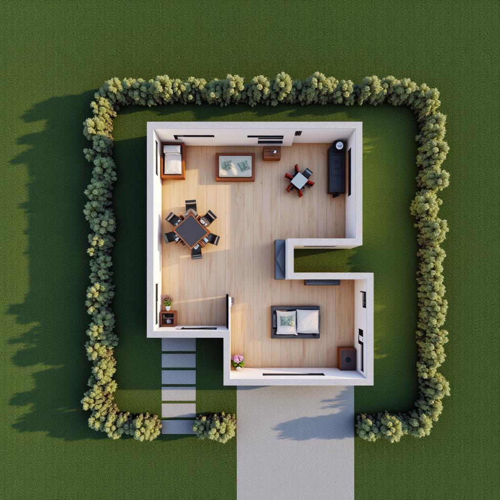 mẫu nhà cấp 4 chữ l tiết kiệm không gian