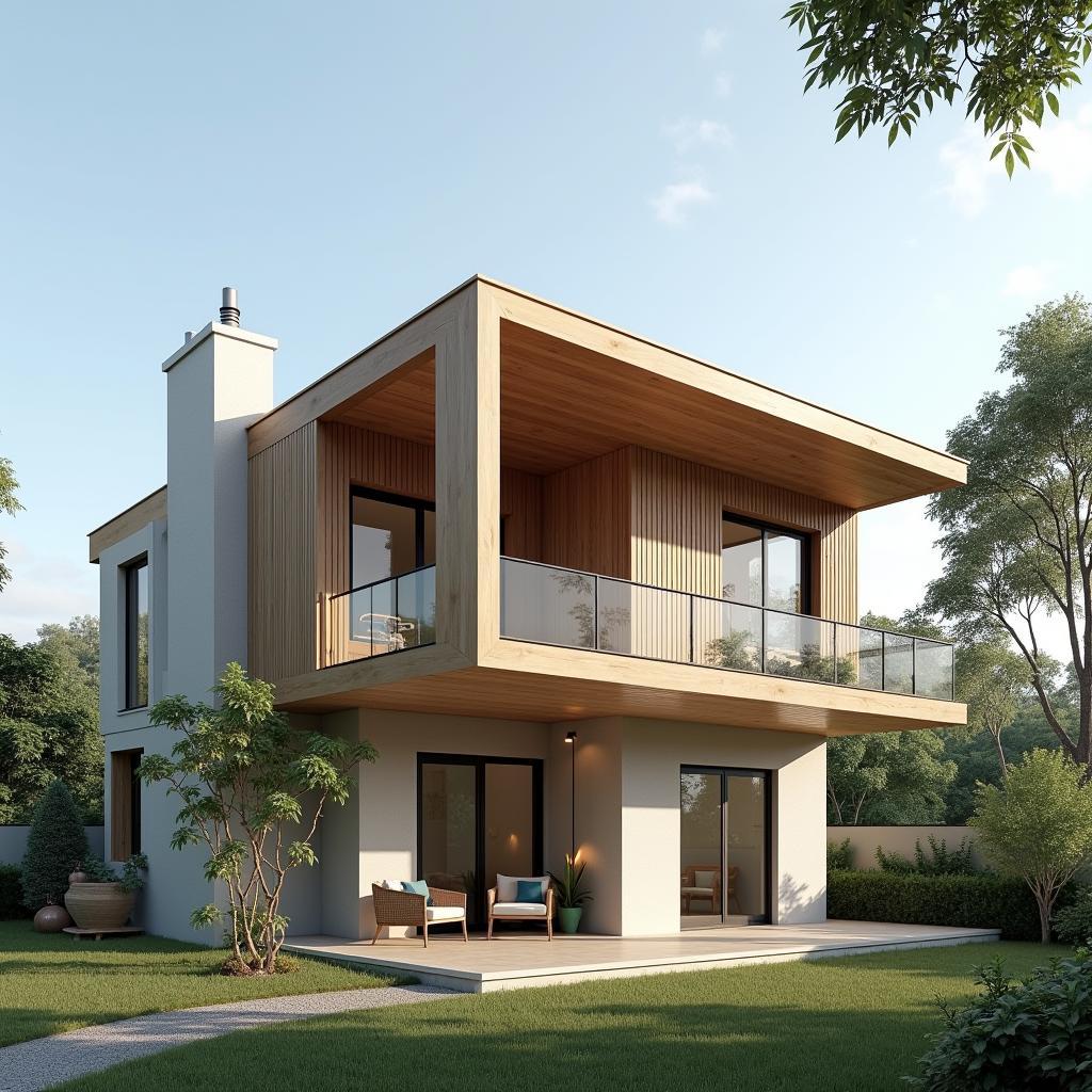 Nha cap 4 gac lung gia re toi uu dien tich nong thon