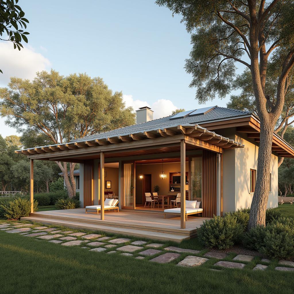 Nha cap 4 hien rong nong thon thoai mai thu gian