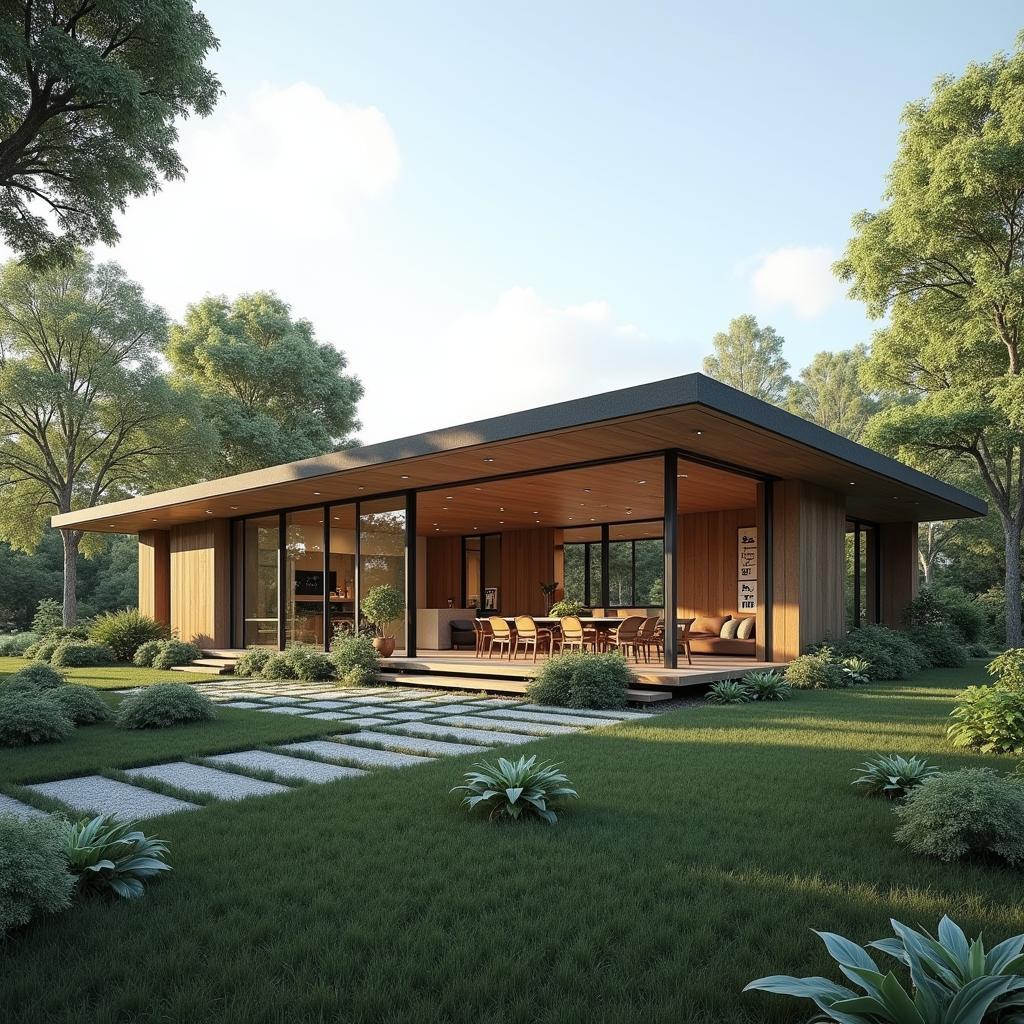 Nha cap 4 khong gian mo gan gui thien nhien thoang dang