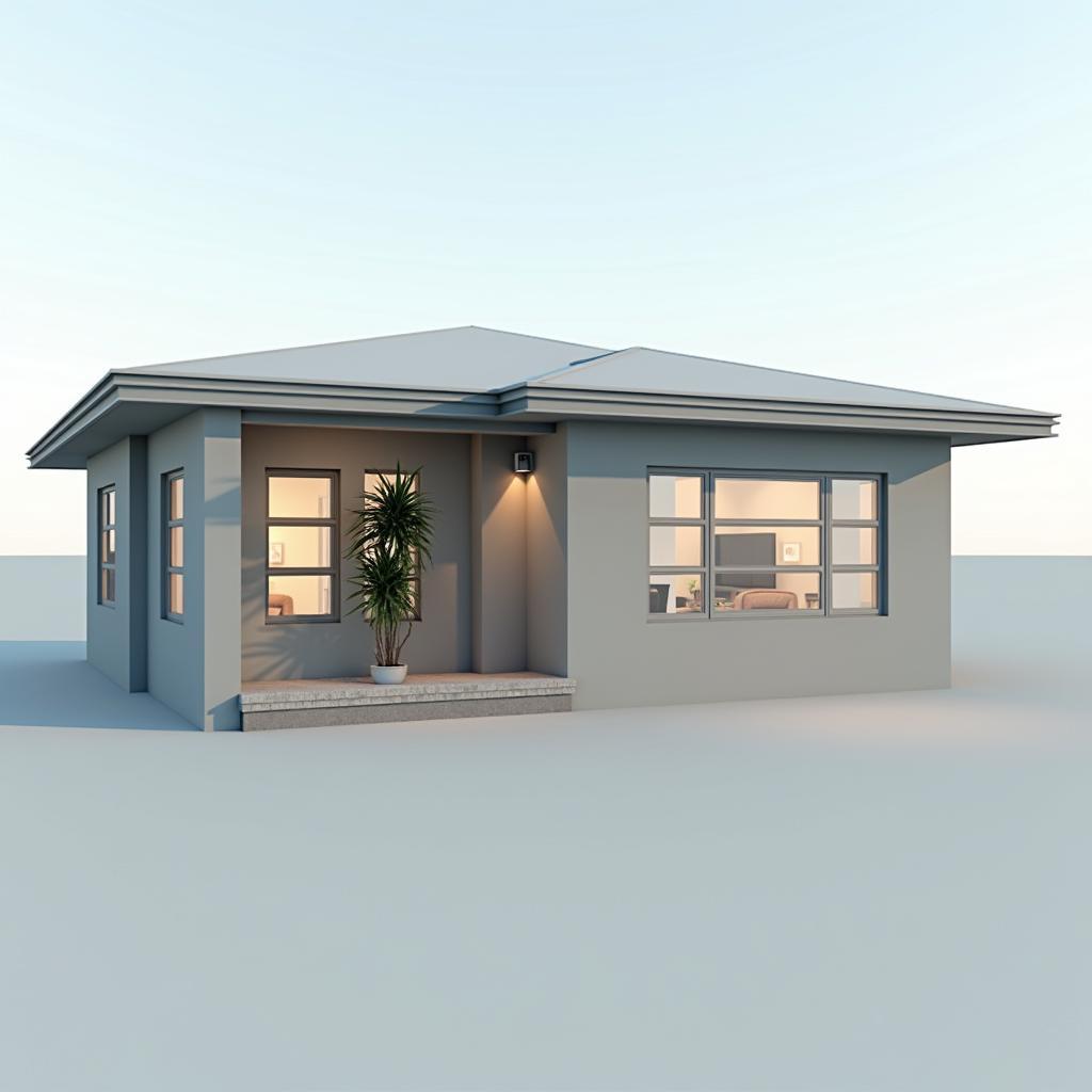 mẫu nhà cấp 4 mái bằng đơn giản hiện đại