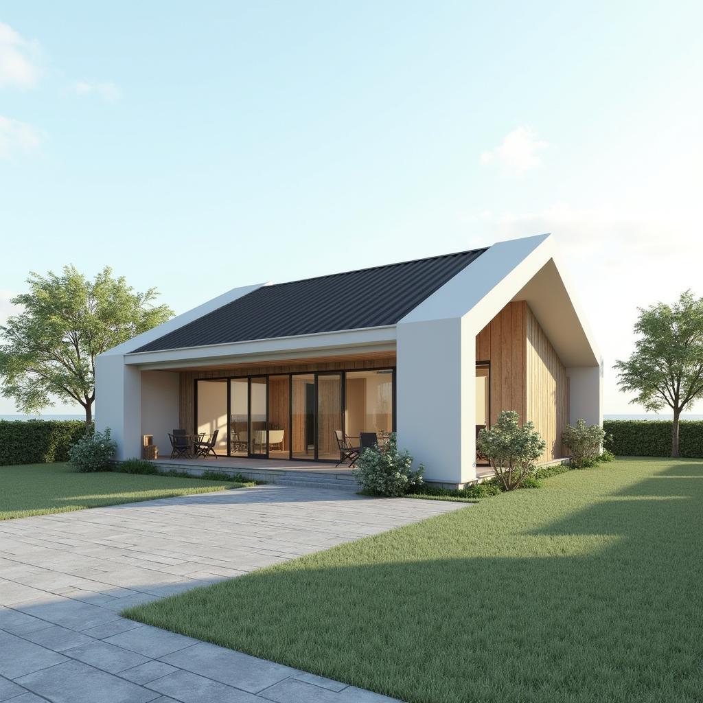 mẫu nhà cấp 4 mái lệch độc đáo ấn tượng