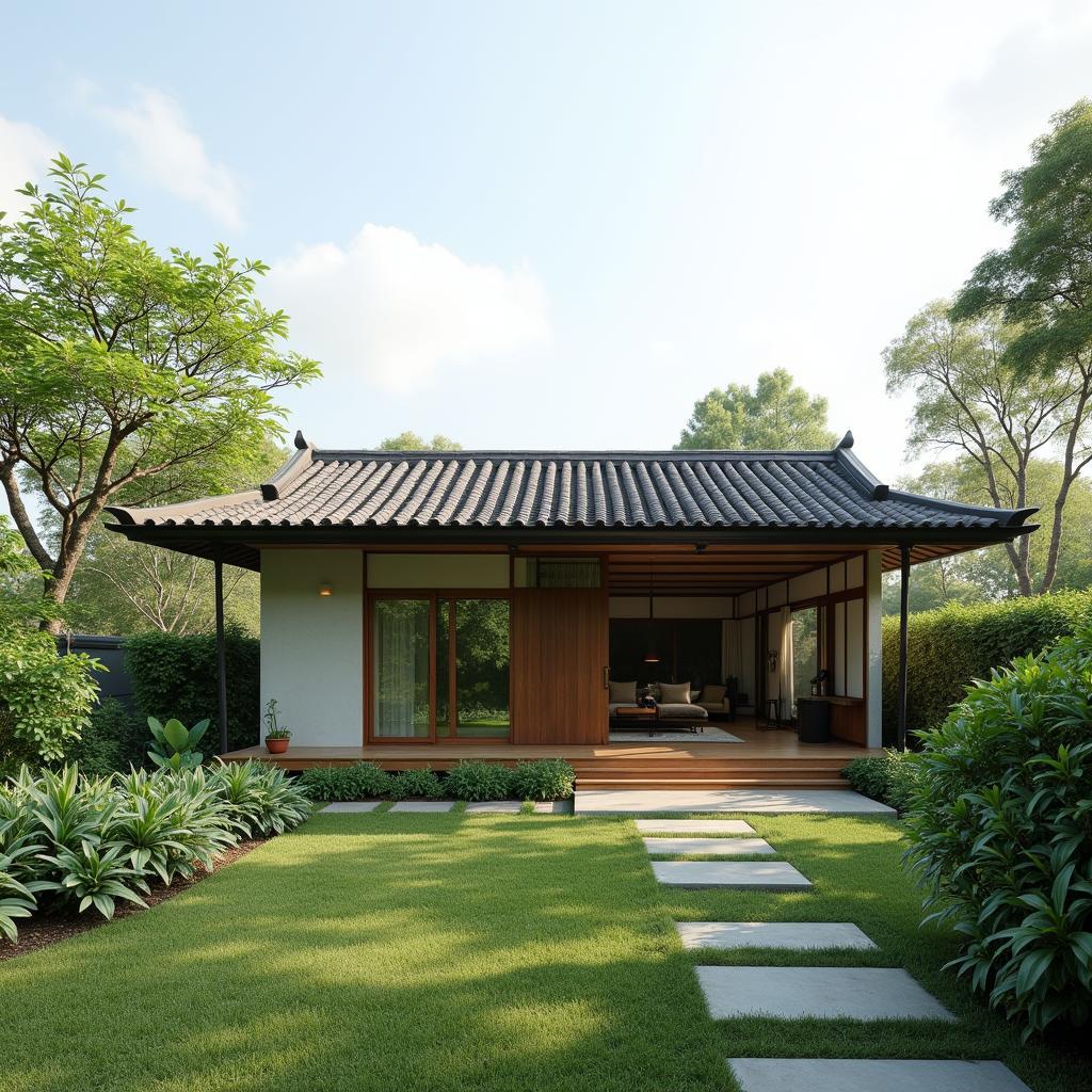 Nhà cấp 4 mái thái Nhật phong cách tối giản, gần gũi với thiên nhiên