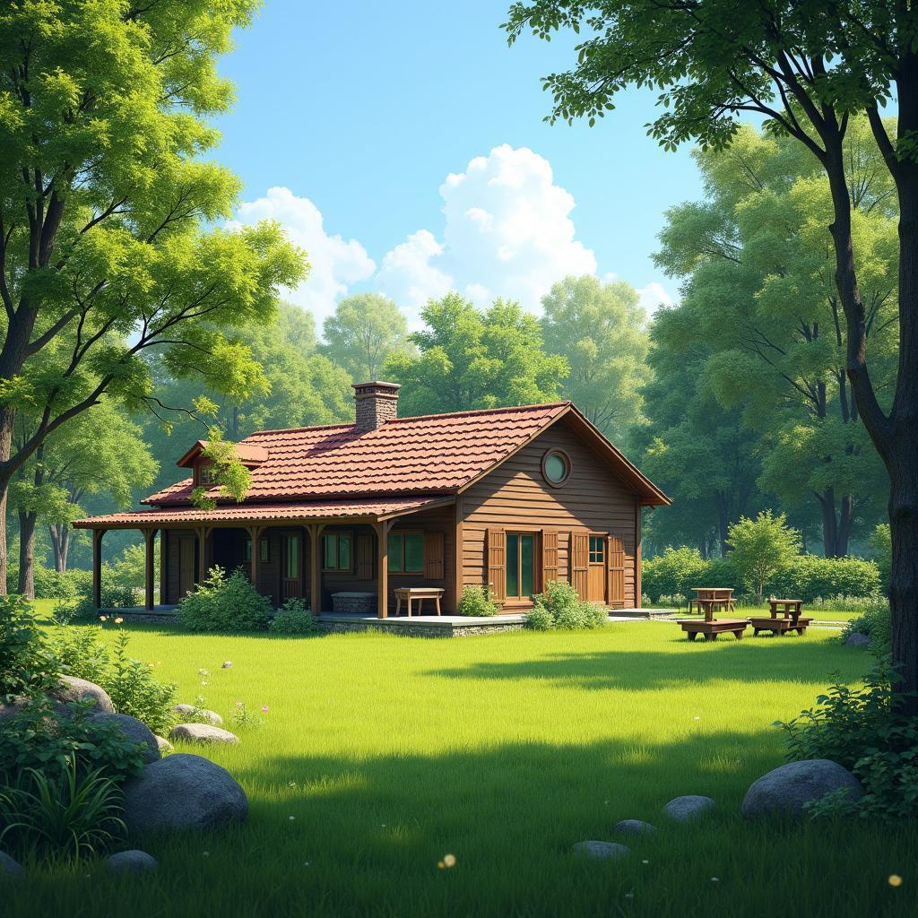 Nha cap 4 nong thon san vuon yen binh gan gui thien nhien