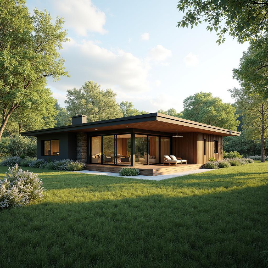 mẫu nhà cấp 4 có sân vườn rộng gần gũi thiên nhiên