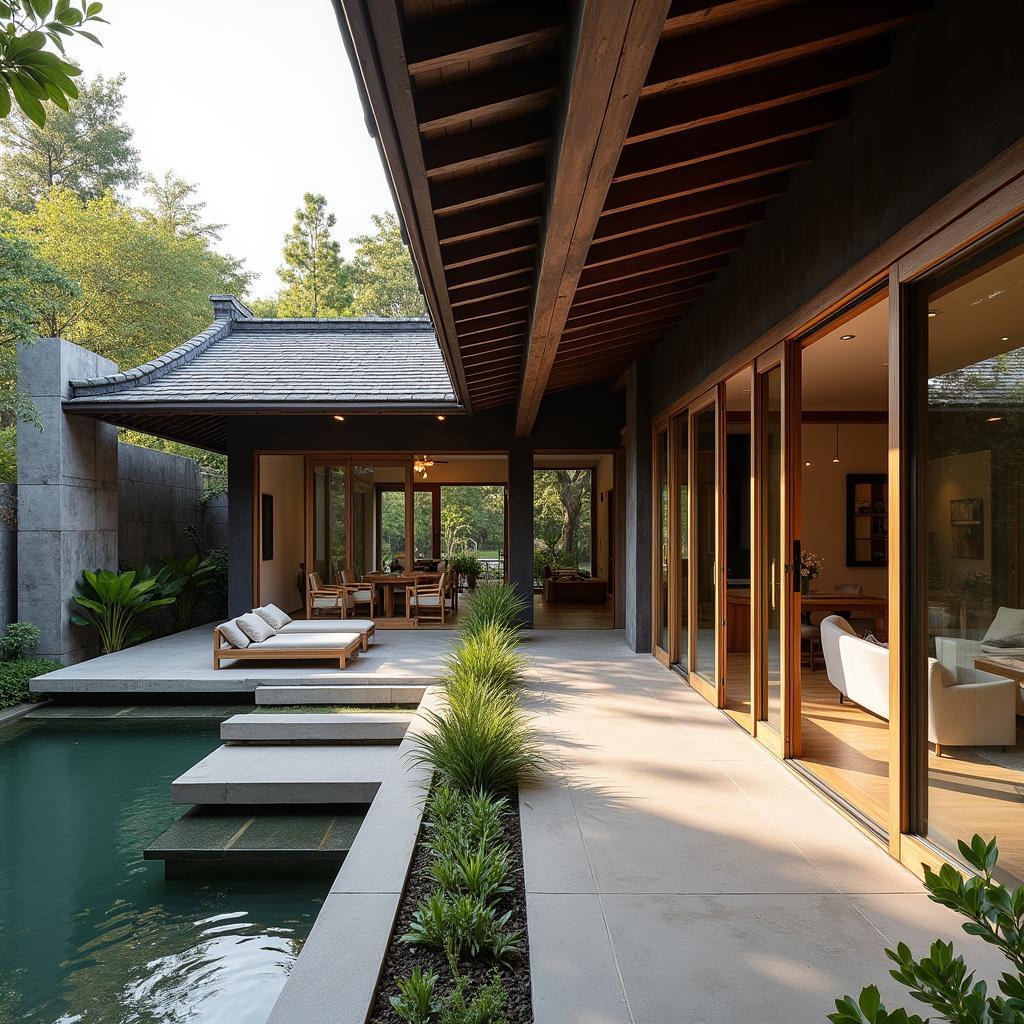 Nhà cổ Bắc Bộ cách tân, kiến trúc kết hợp truyền thống và hiện đại, không gian sống tiện nghi, sang trọng