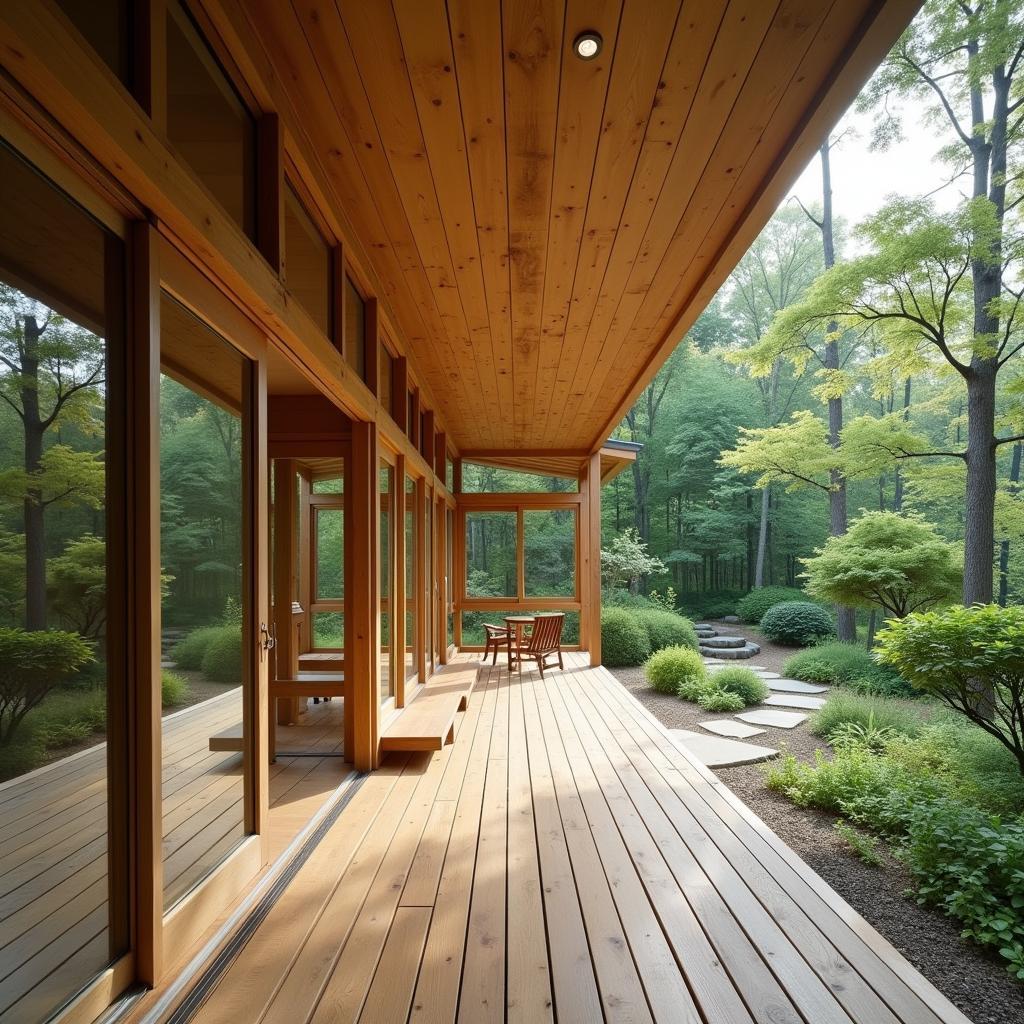 Mẫu nhà kiểu Nhật sử dụng gỗ tự nhiên, gần gũi với thiên nhiên