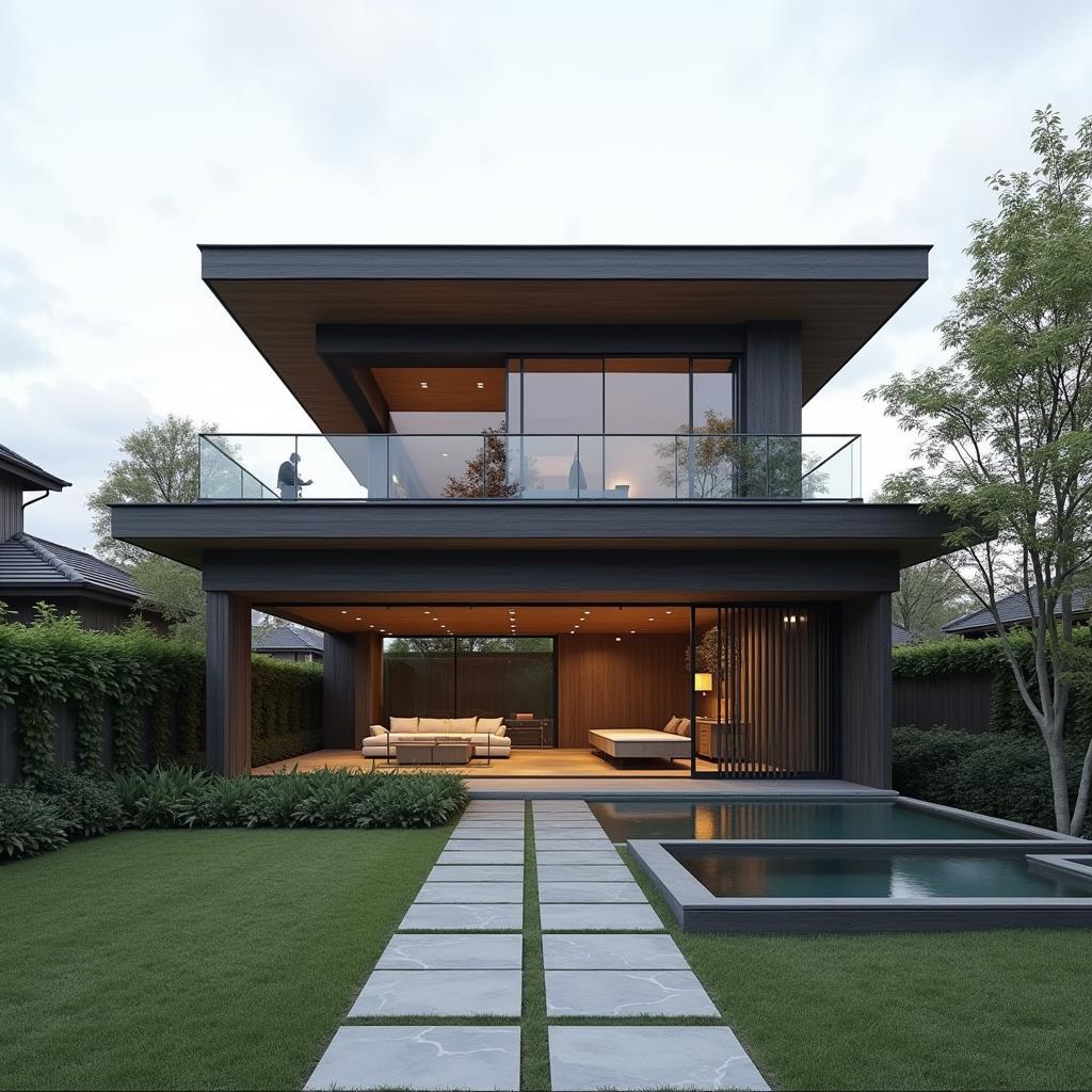 Mẫu nhà kiểu Nhật hiện đại mái bằng, tinh tế và tối giản