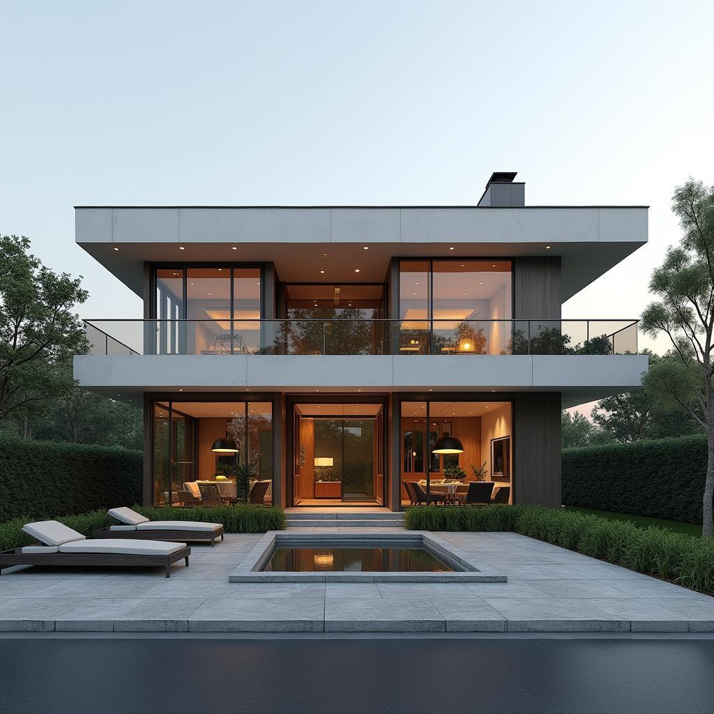 Nhà ống 3 tầng mái bằng sang trọng, sử dụng vật liệu cao cấp, thể hiện đẳng cấp của gia chủ