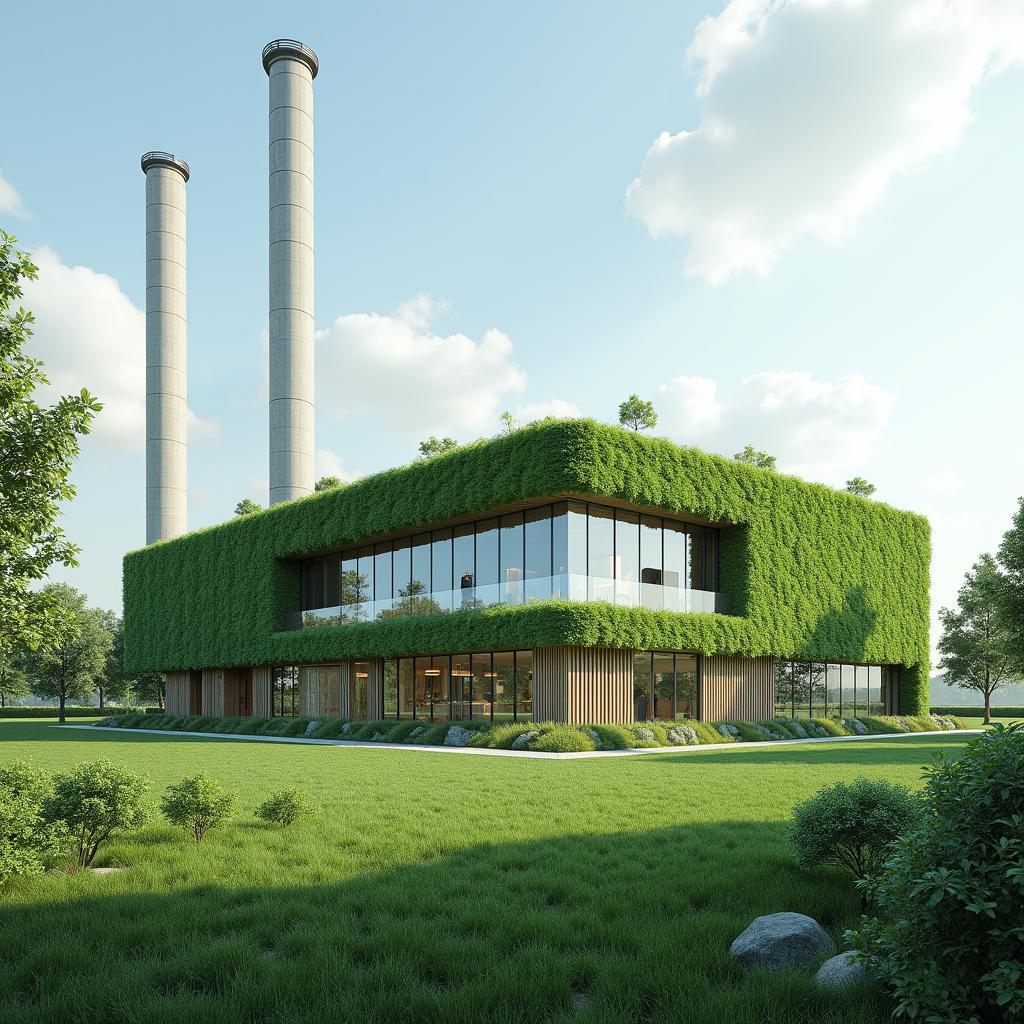 Nha xuong xanh than thien voi moi truong, su dung nang luong tai tao, vat lieu xanh, giam tac dong