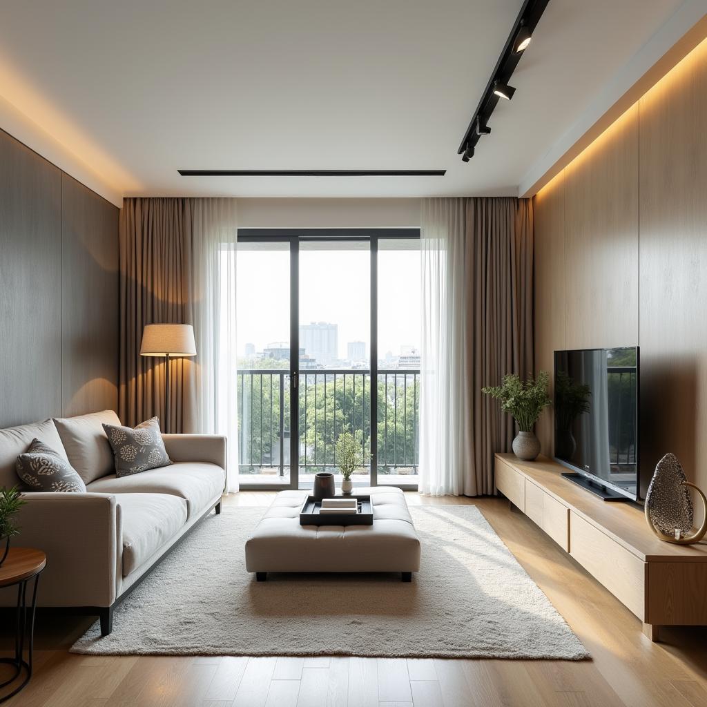 Nội thất phòng khách nhà 2 tỷ thiết kế hiện đại và sang trọng