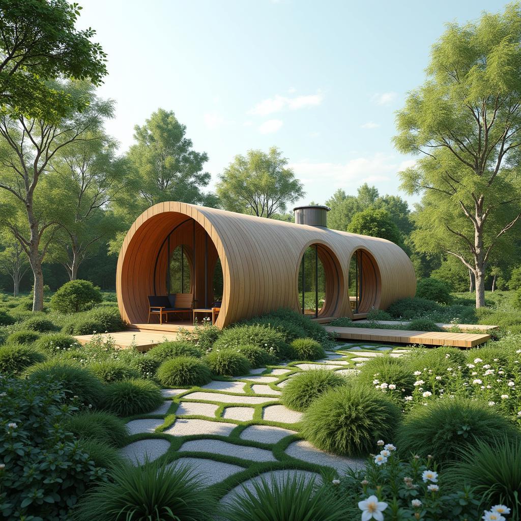 Thiết kế nhà ống 1 tầng có sân vườn xanh mát thoáng đãng