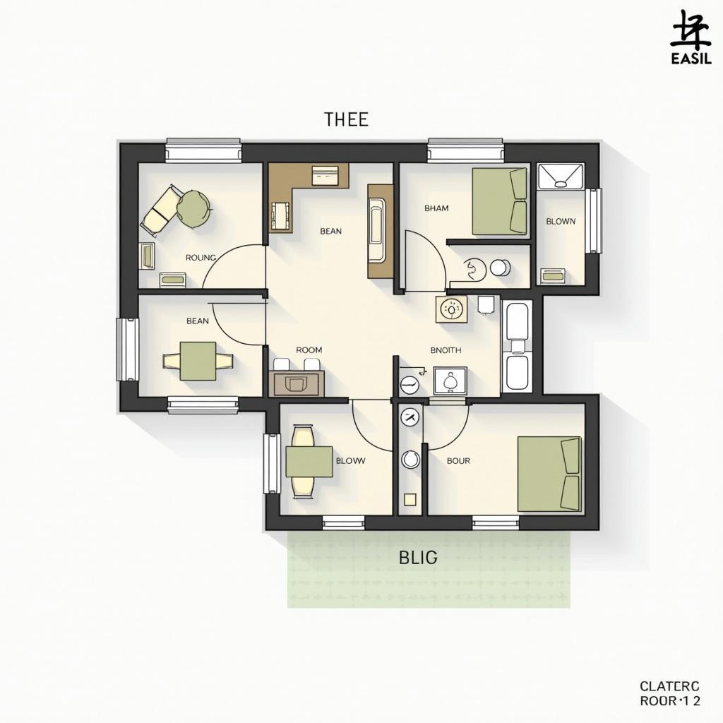 Bản vẽ mặt bằng công năng chi tiết mẫu nhà cấp 4 mái Nhật hiện đại