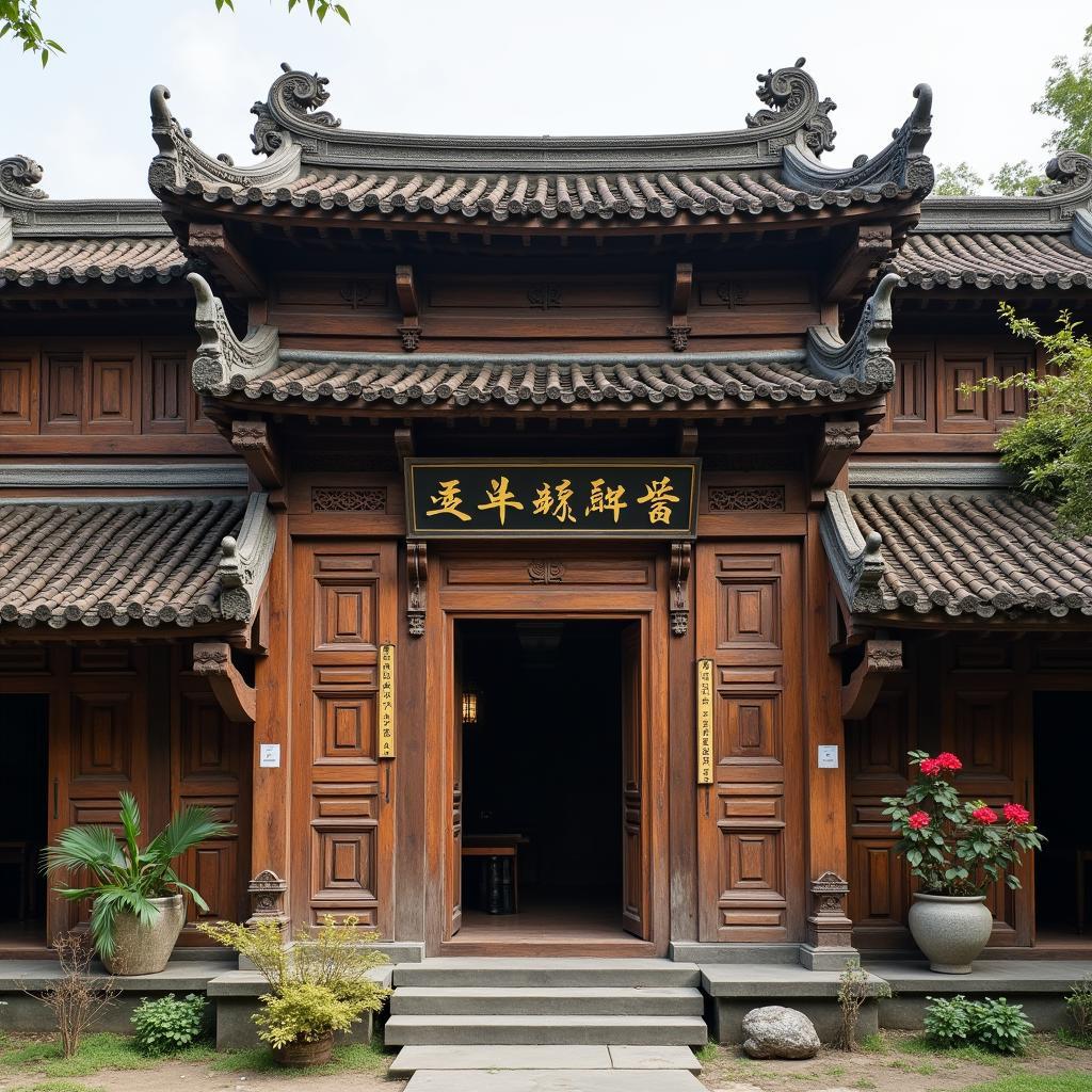 Ket cau nha go truyen thong Viet Nam voi nhung chi tiet cham khac tinh xao