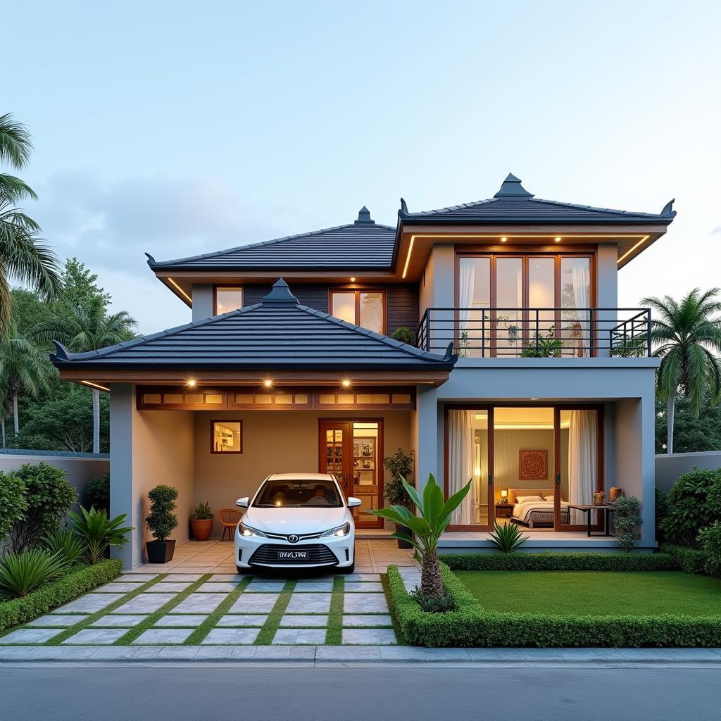 Mẫu nhà cấp 4 mái thái đẹp 500 triệu đồng, thiết kế hiện đại với không gian xanh mát, phù hợp với gia đình nhỏ