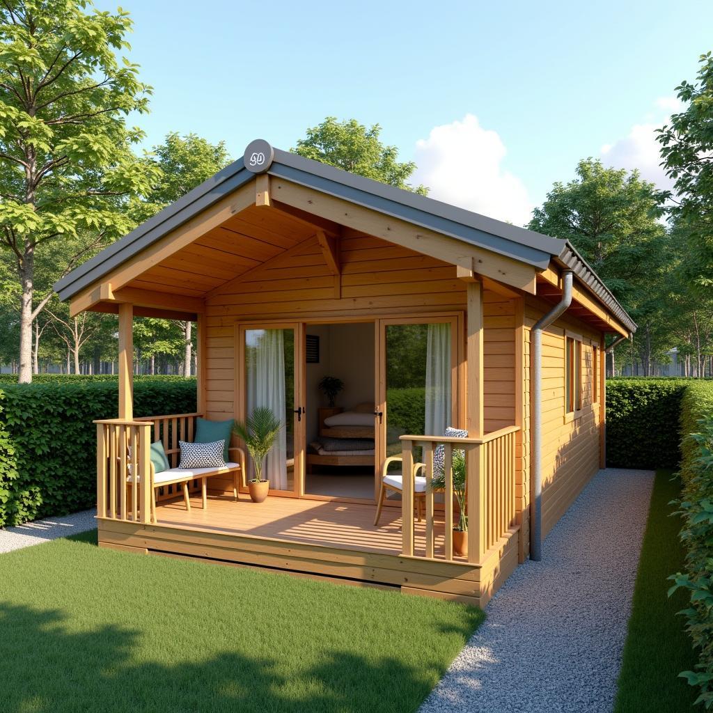 Mau nha go bungalow nho gon, tien nghi, gia re, phu hop khu nghi duong