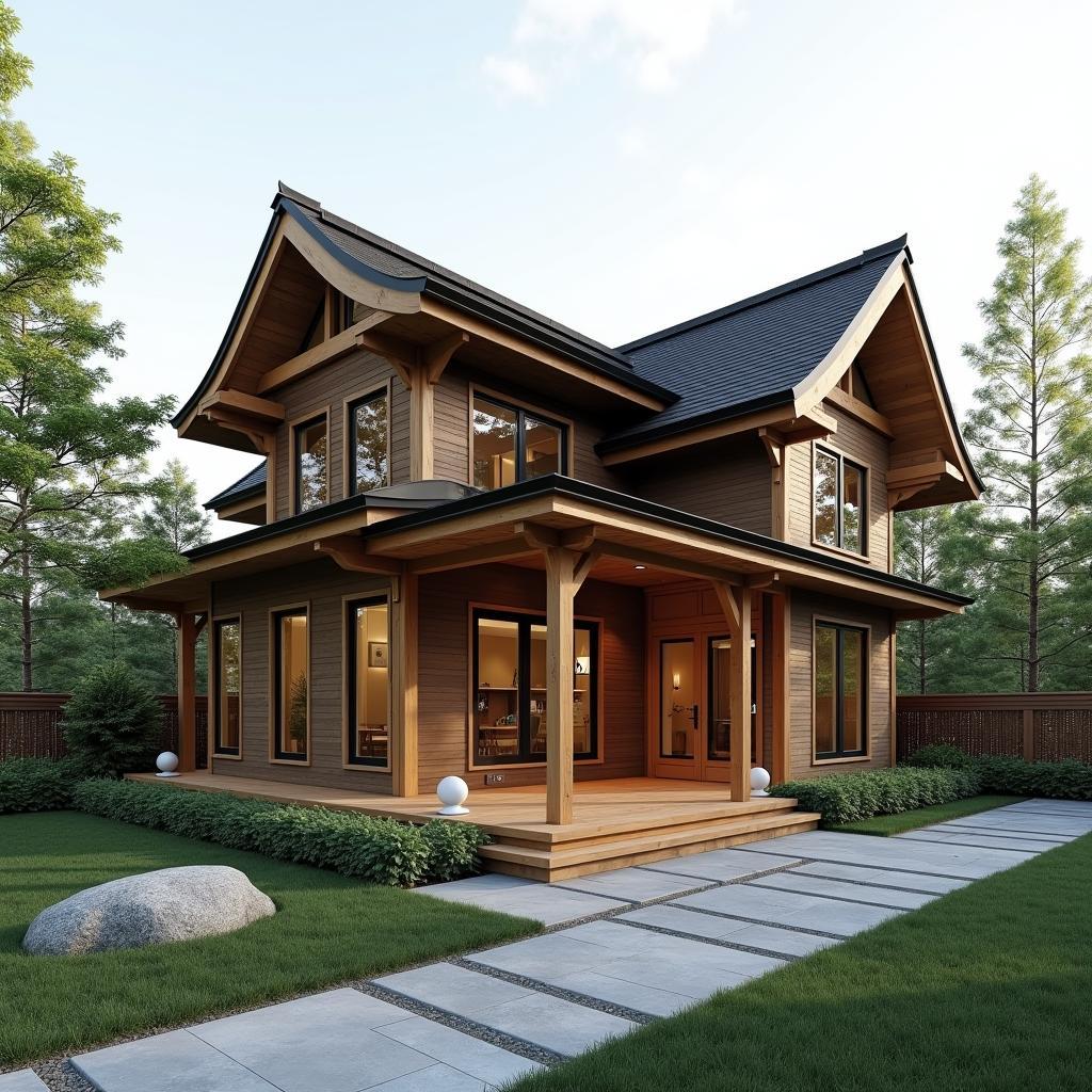 Beautiful and modern Japanese roof wooden house design.