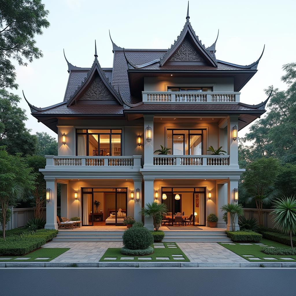 Mẫu nhà cấp 4 mái thái sang trọng với kiến trúc truyền thống