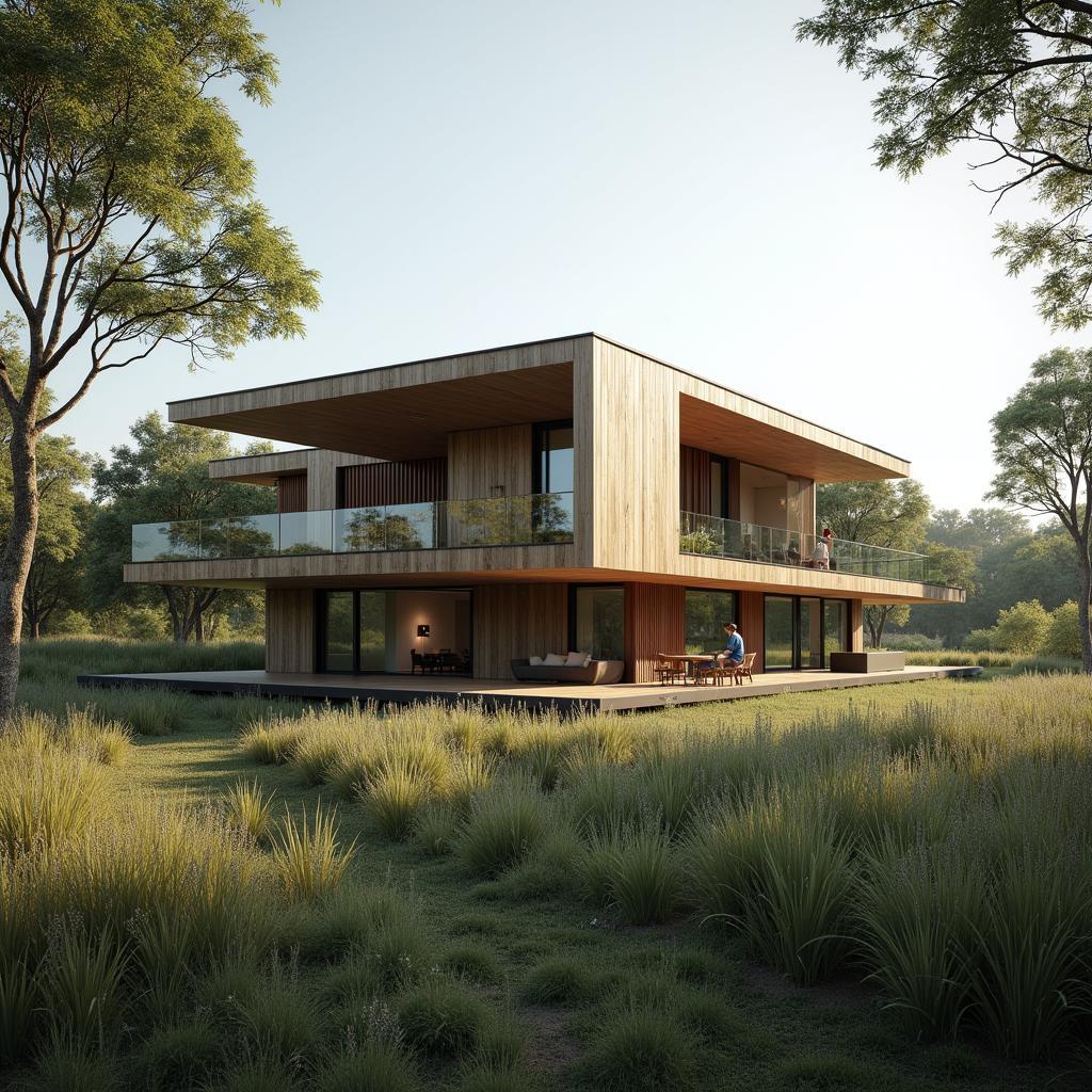 Mẫu nhà cấp 4 hiện đại ở nông thôn hòa mình vào cảnh quan xung quanh